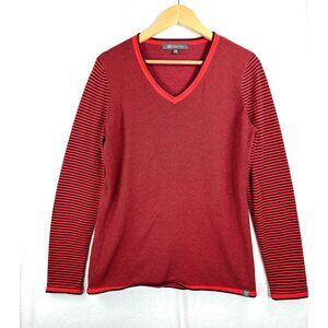 Title Nine striped V neck Sweater red preppy athleisure‎ sz M